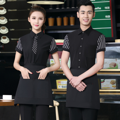 酒店工作服夏裝西餐咖啡廳奶茶飯店餐飲火鍋店服務(wù)員工作服短長(zhǎng)袖